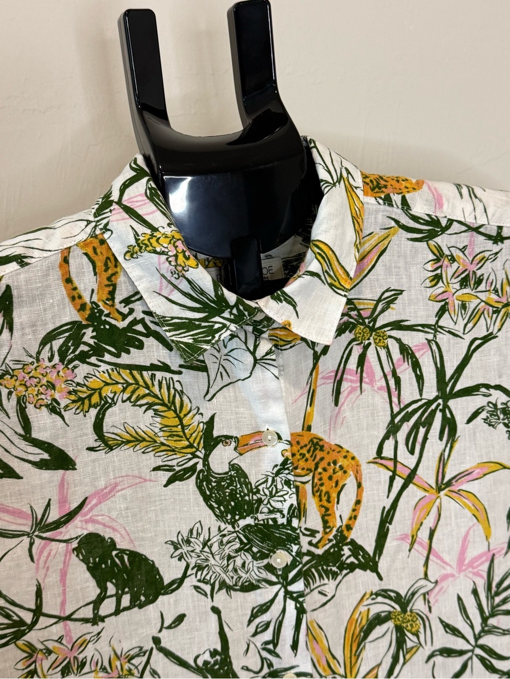 Rachel Zoe 100% Linen Tropical Jungle Animal Print Button Down Shirt S - Picture 3 of 9